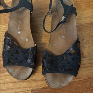 Dansko Black Floral Cut-Out Sandals